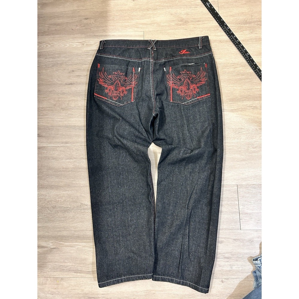 Jinzu Men's Dark Blue Embroidered Denim Jeans‎ Button 5-Pocket Design